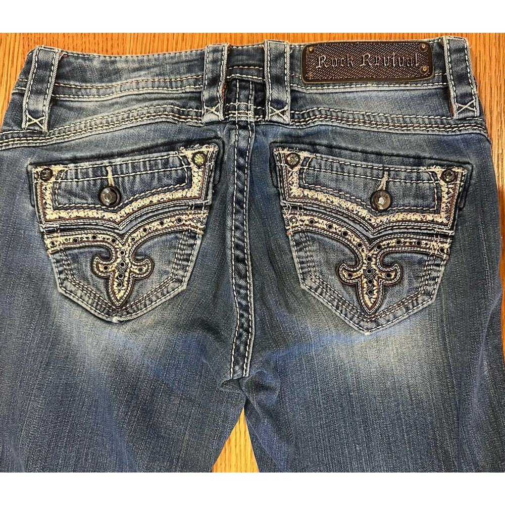 Rock Revival Ellor Boot Jeans Low Rise Size 27 Blue Denim